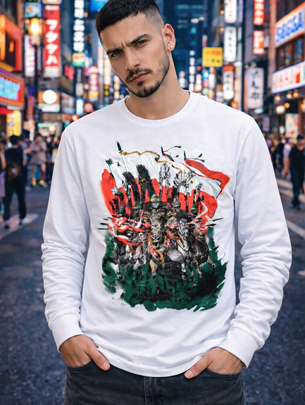 Red Is Bad Samurai  Ninja Long Sleeve Shirt Xl